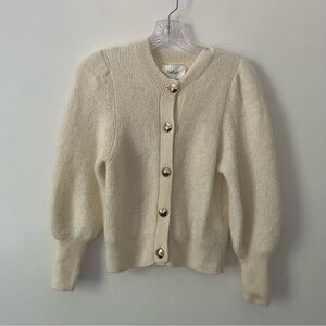 Ba&Sh Bash Baylor Lady Cardigan Sweater Ivory Old Money Luxury Fuzzy Wool 2